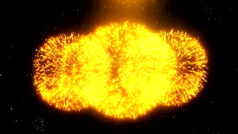 Ramadan Mubarak_Urdu Text Wish On Firework Display Explosion Particles.