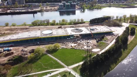 panoramic aerial view of kaunas city science center