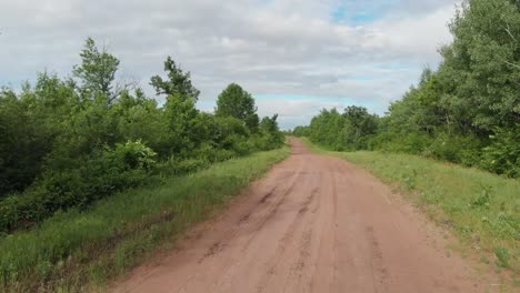 Interminable-Suciedad-Bosque-Camino-Rural-Aislado-Solo-Conducción-Perdido-Atardecer-Hermoso