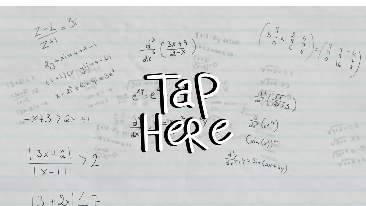 Animation of tap here over white background with math formulas