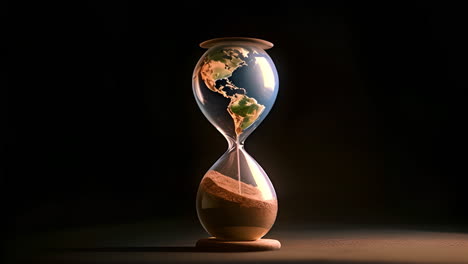 an hourglass containing the earth