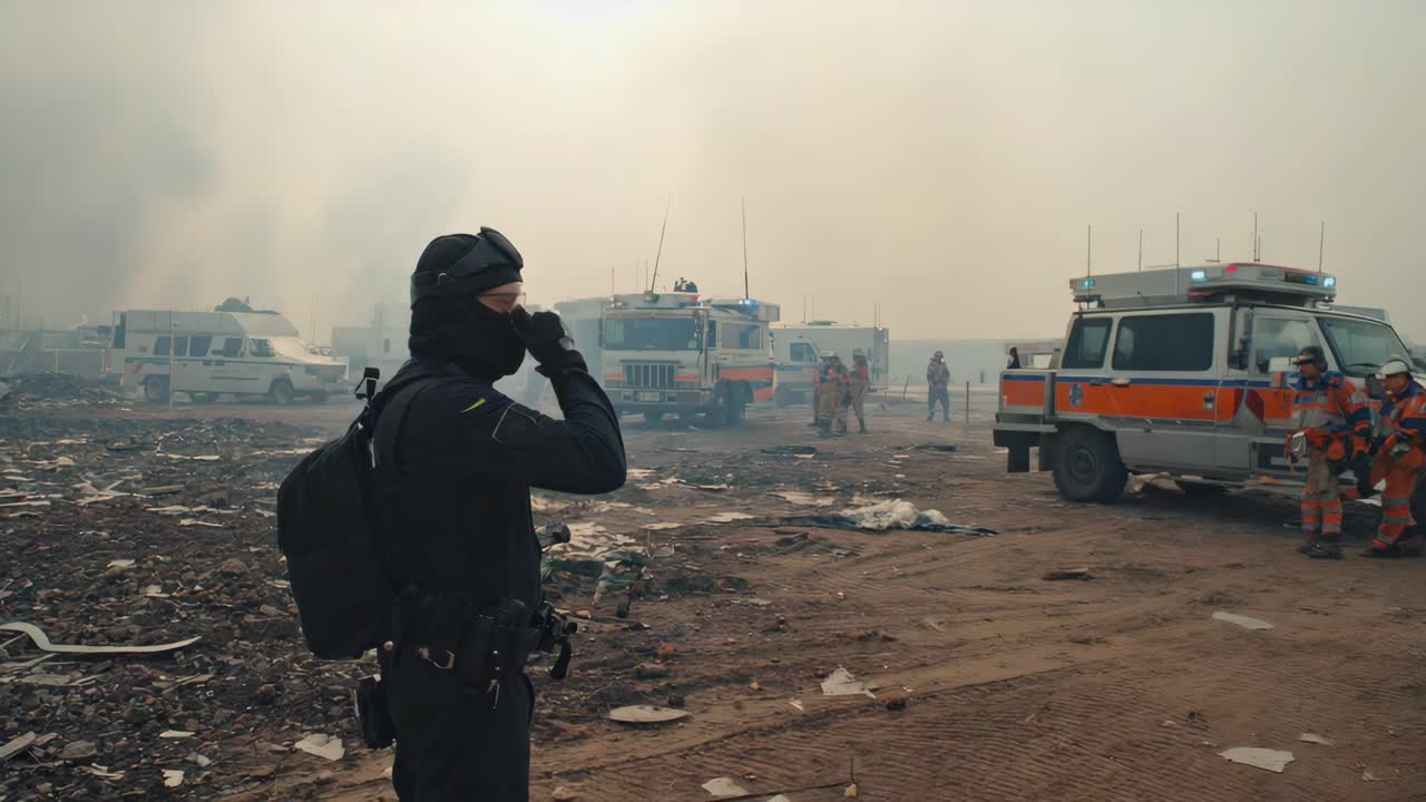 Emergency Services Responding to a Disaster Scene