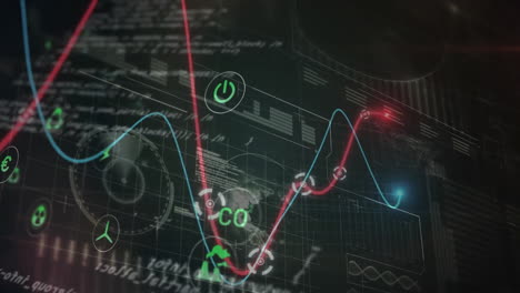 animación del procesamiento de datos financieros sobre el mapa del mundo