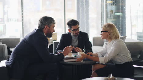 business meeting in cafe