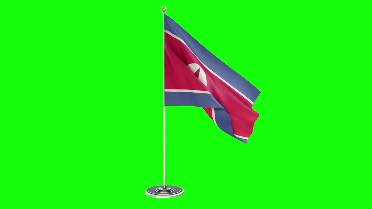 북한의 3d 일러스트레이션은 크로마 키와 함께 기둥에 흔들리는 발입니다.