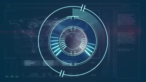 animación de la cuenta atrás, el escaneo del alcance y el procesamiento de datos en pantalla digital