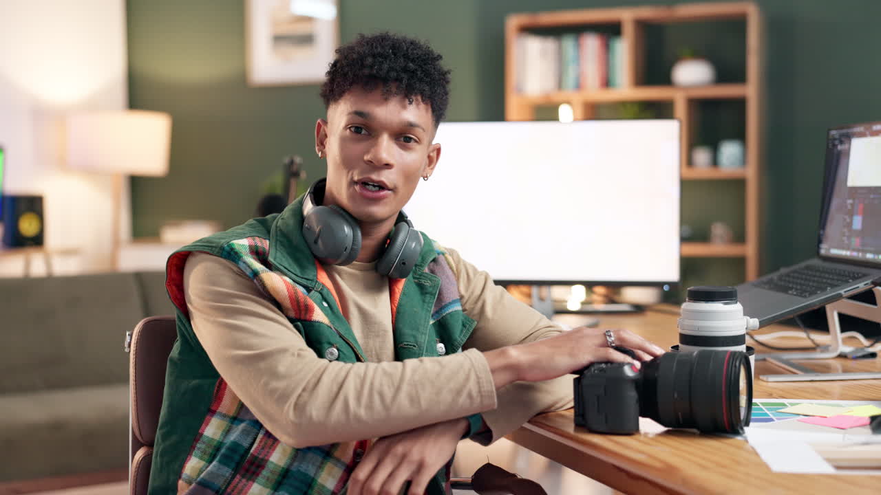 A photographer in his home studio