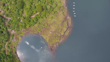 Drone-footage-around-the-lakes-near-Mt-Fuji-in-Japan-Shizuoka,-Japan