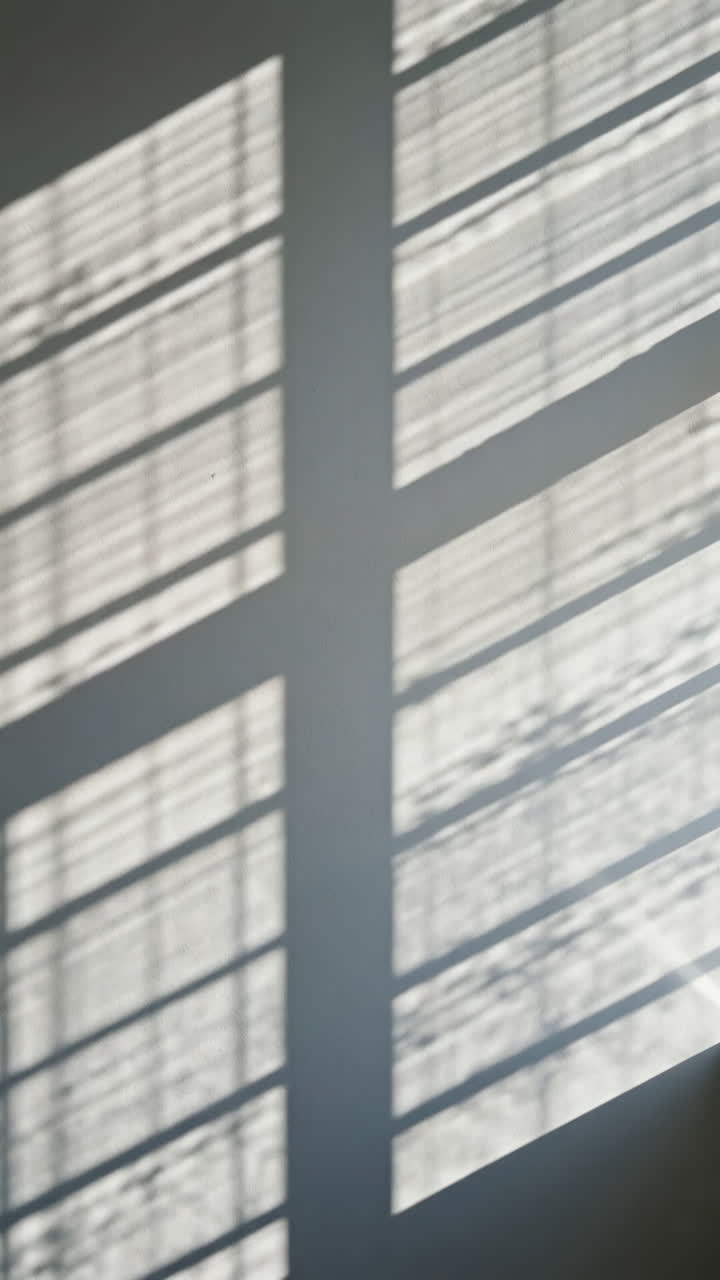 Sombras de persianas proyectadas por el sol en una pared