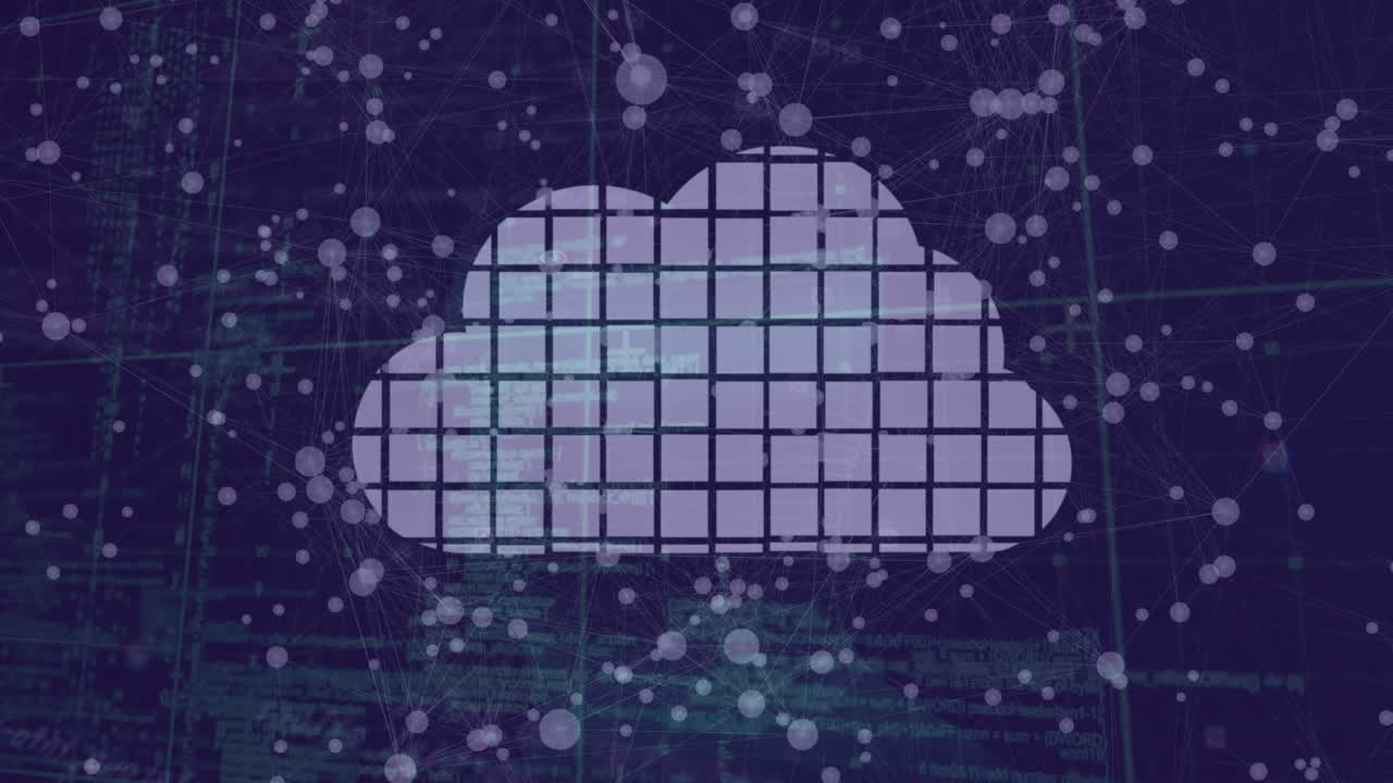 animación de la nube digital y la red de conexiones