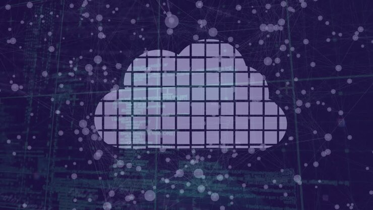 Animation of digital cloud and network of connections