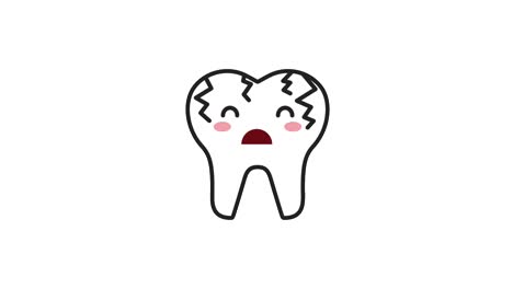 sick broken cartoon tooth character hygiene dental