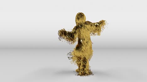el baile del monstruo peludo dorado.