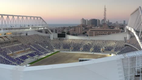 aerial view of a modern stadium under construction