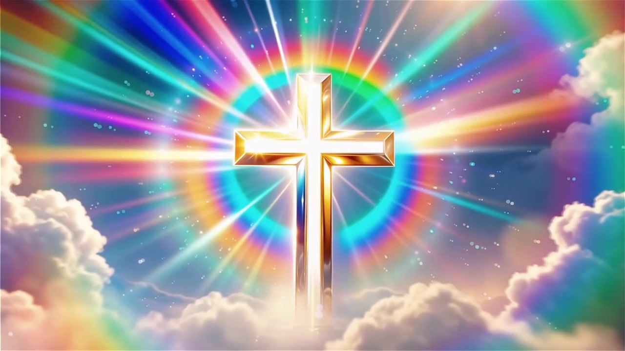 Cruz Cristiana con Luz Celestial, Fondo para Adoración.