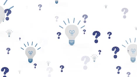 animation of lightbulb icons over question marks on white background