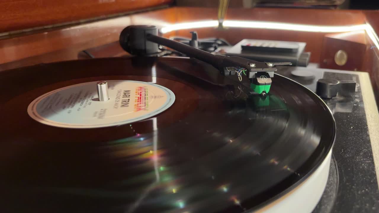 Cool turntable spinning in an elegant dusty cabinet. Static