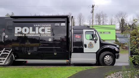 vancouver police mobile command centre truck parked at the street