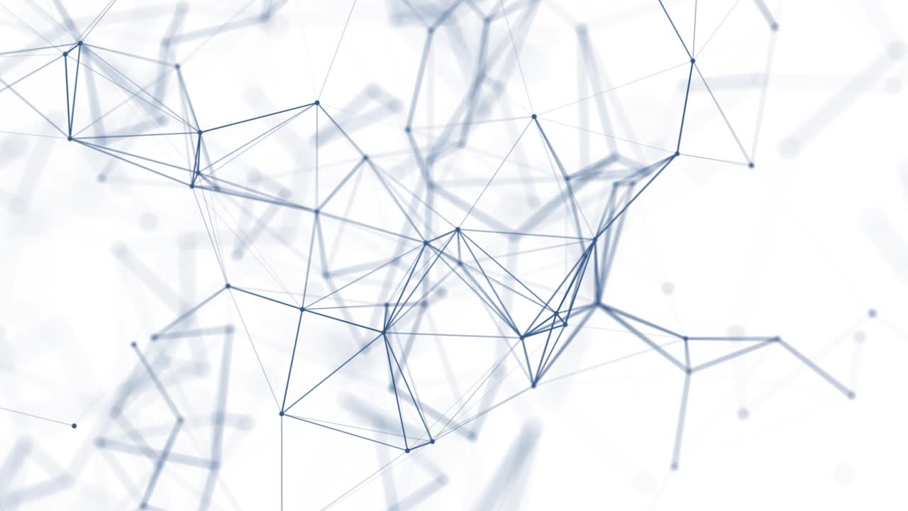 Abstract geometric white background. Movement of connected lines and dots.The concept of science, technology, business, space. Looped animation. 4K