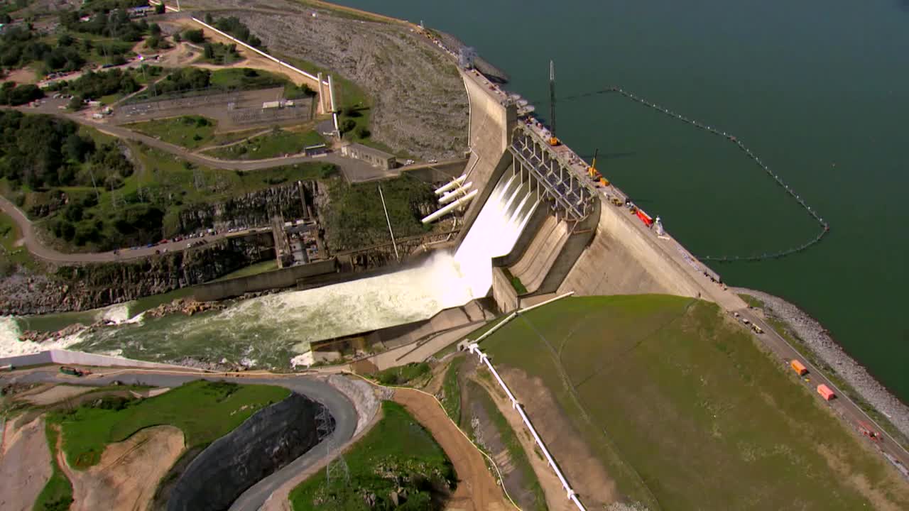 Aerial Over Folsom Dam On The American River In California 1