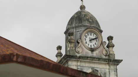 Traditional-Clock-Tower-At-The-Catholic-Church-In-Igreja-Velha-In-Portugal