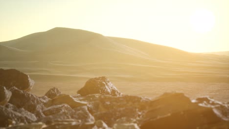 aerial view on big sand dunes in sahara desert at sunrise