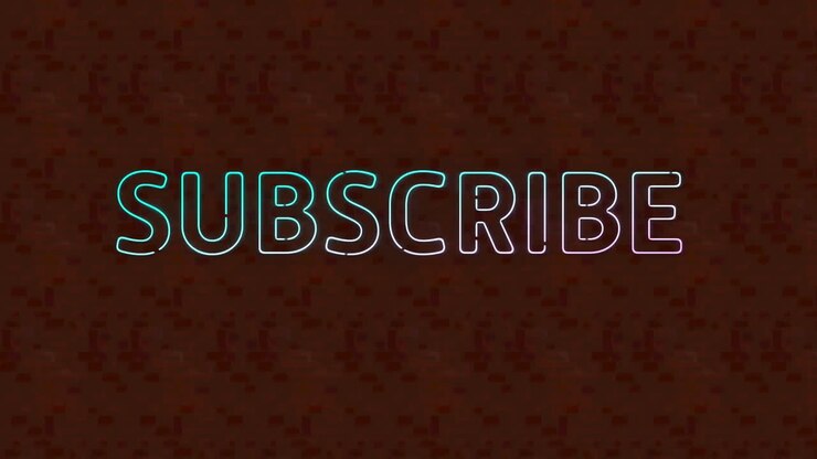 Digital animation of subscribe text banner against red textured background