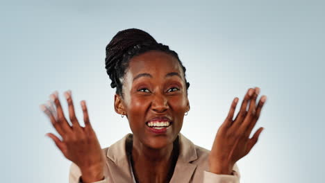 Wow,-black-woman-and-surprised-in-studio