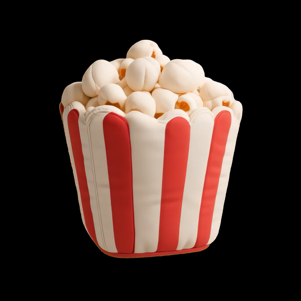 Animazione di design di peluche di popcorn giocoso isolato, video 4K trasparente, canale alfa