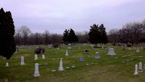 drone shots over a cemetery in rural midwest