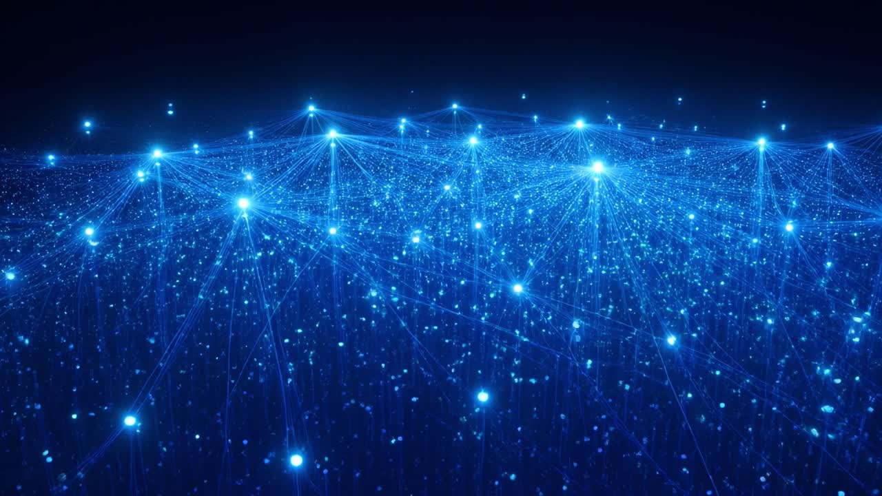 Futuristic Digital Network Connections with Blue Glowing Lights