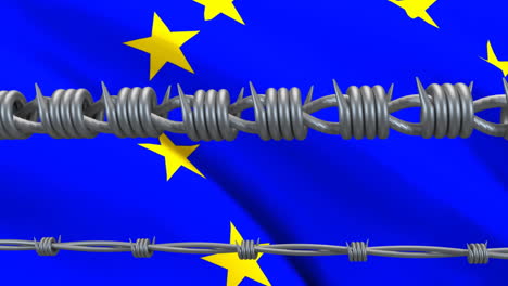 barbed wires against eu flag