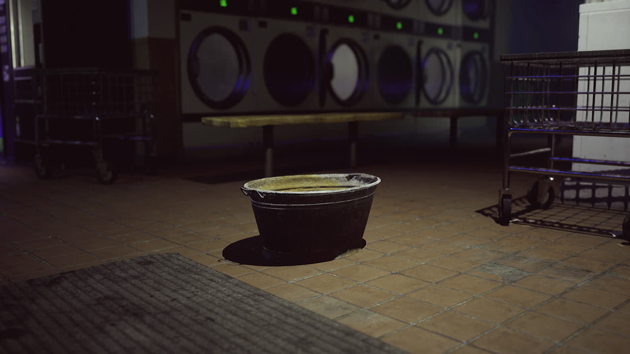 Bucket in a Laundromat