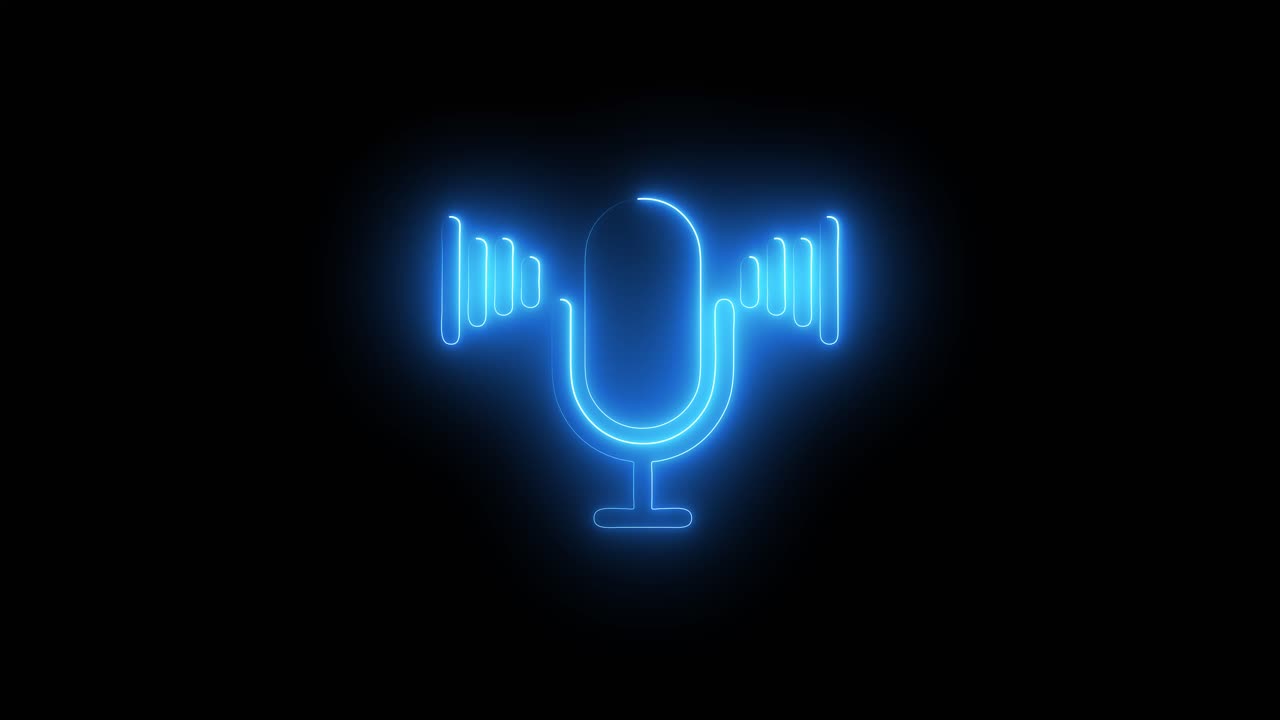 Neon Microphone with Sound Waves