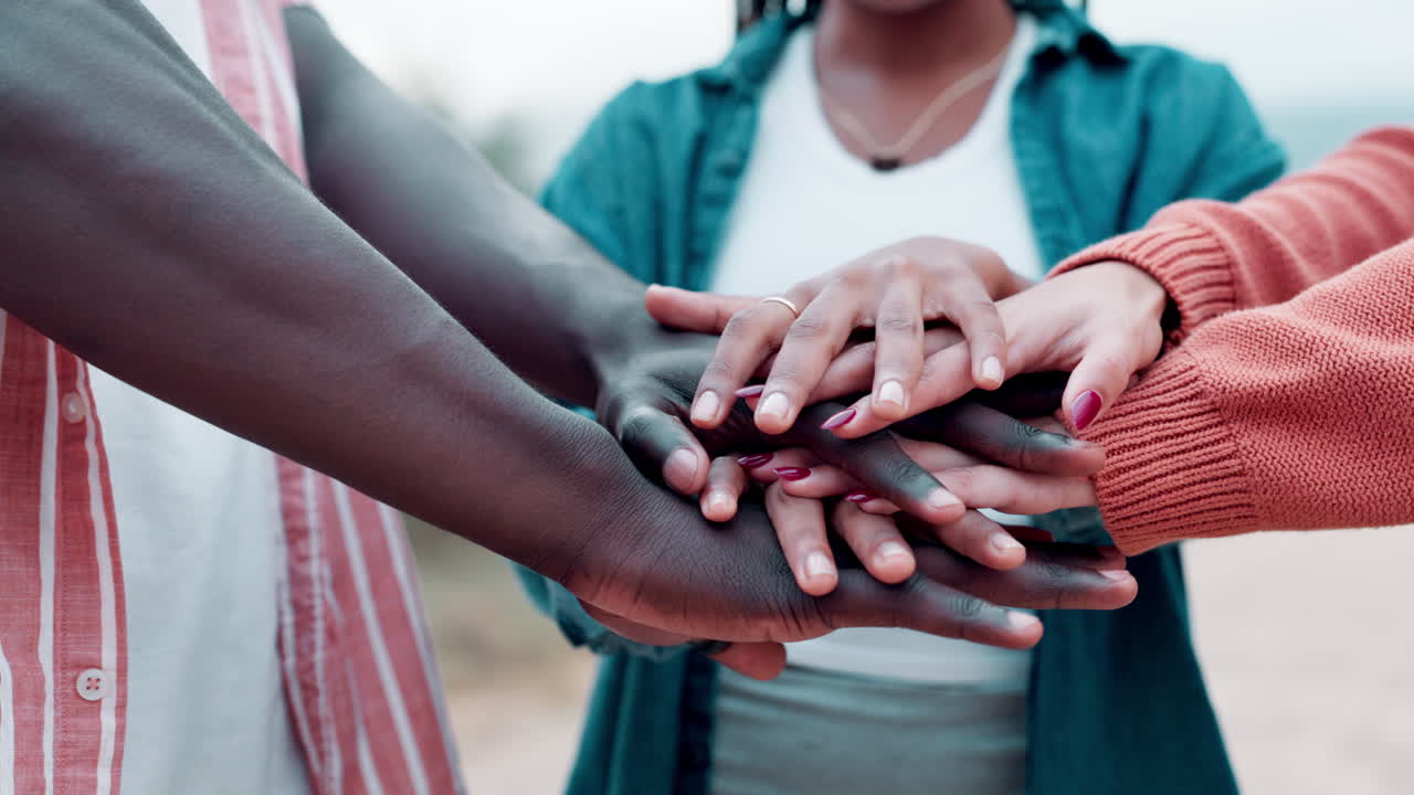Diverse group demonstrating teamwork and unity