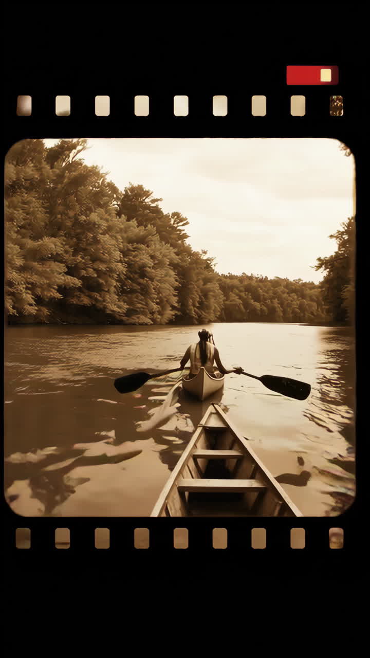 Canoeing on a River in a Forest