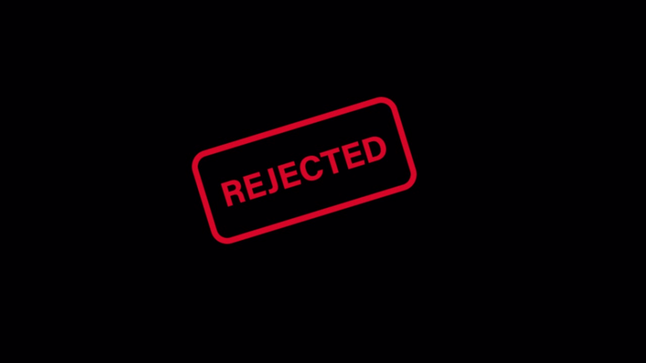 Animated Red REJECTED Stamp on Black Background