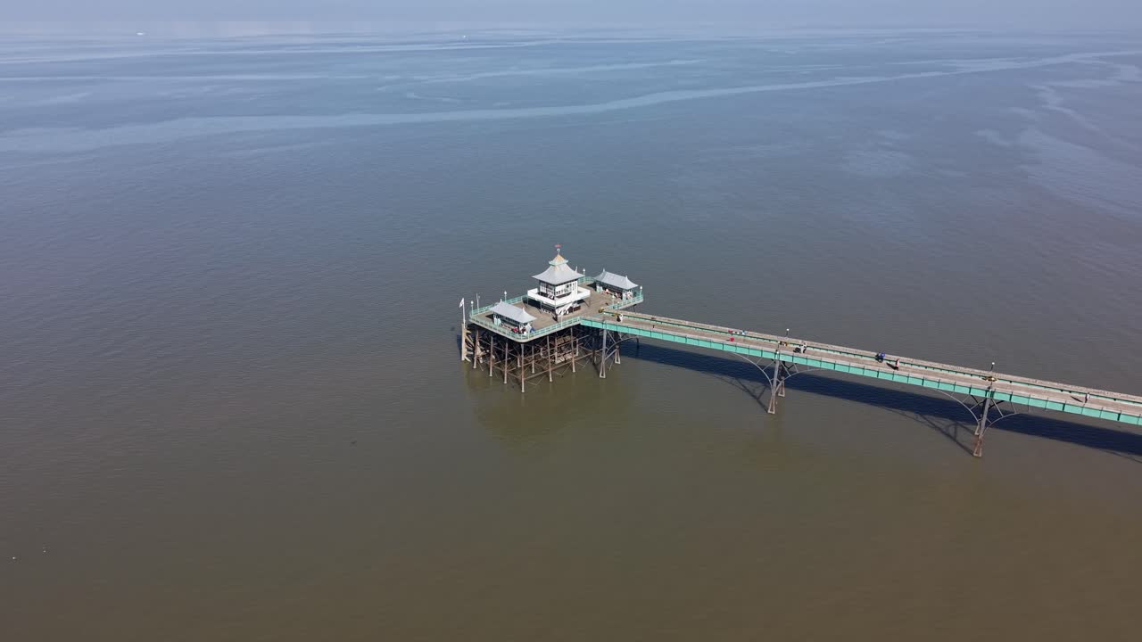 Drone shot of Clevedon Pier, North Somerset, England