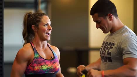 fitness training session with resistance bands and ropes