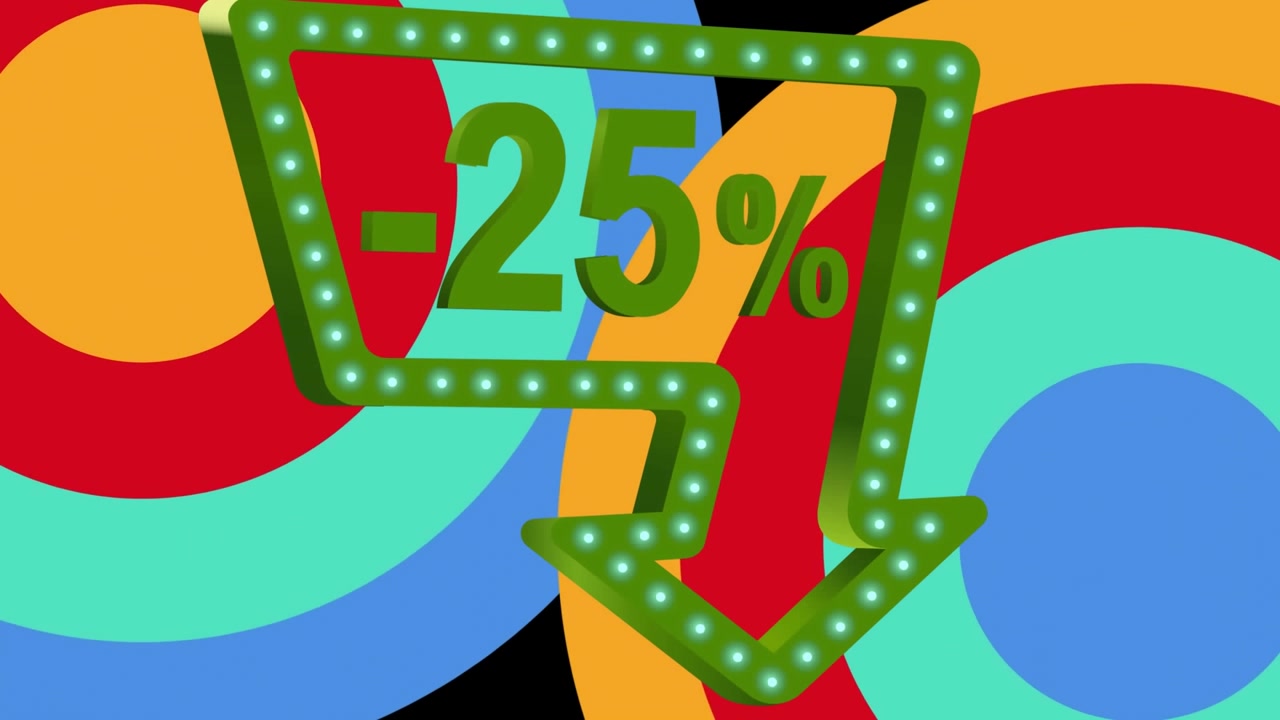 Animation of sale text in retro speech bubble