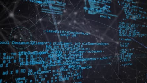 animazione dell'elaborazione dei dati e della rete di connessioni