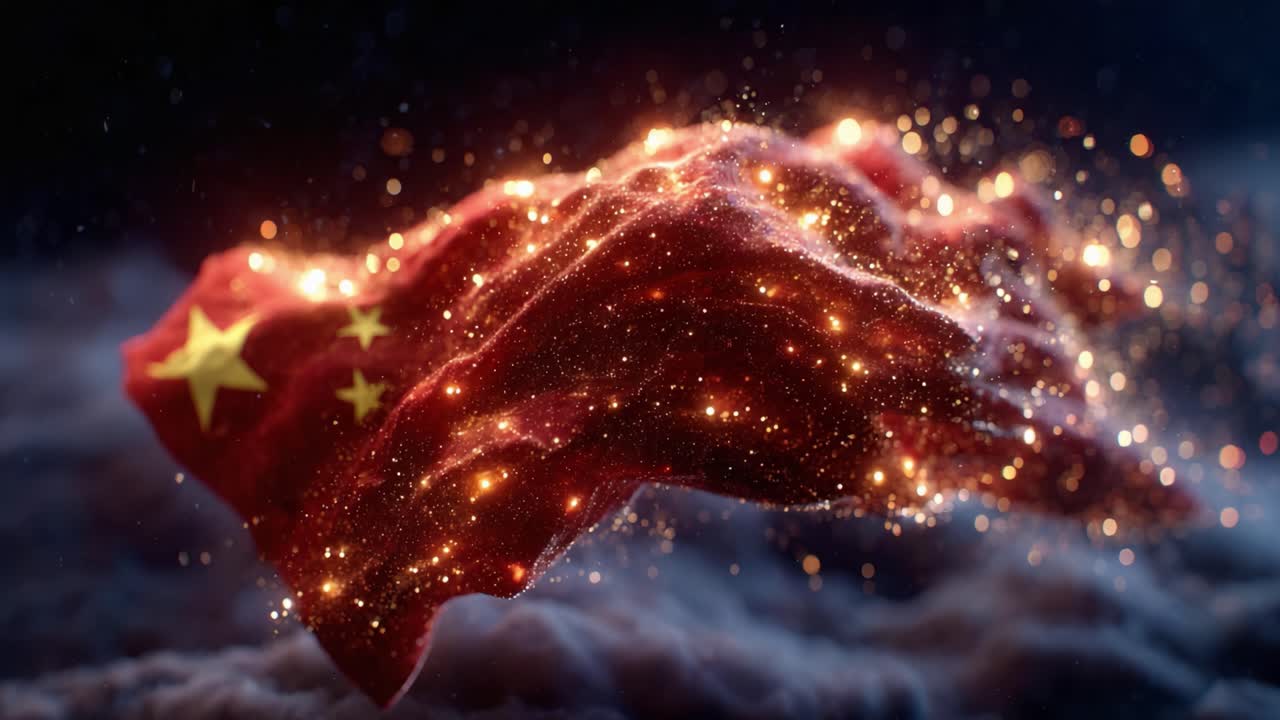 A Glowing Symbol of Unity and Strength: A Hand Holding a Flowing Flag with Sparkling Elements Represents Pride and Heritage in a Magical Atmosphere