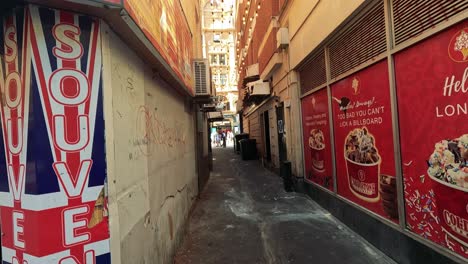 vibrant alley in london with graffiti and signs