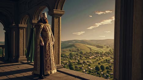 king contemplates the land