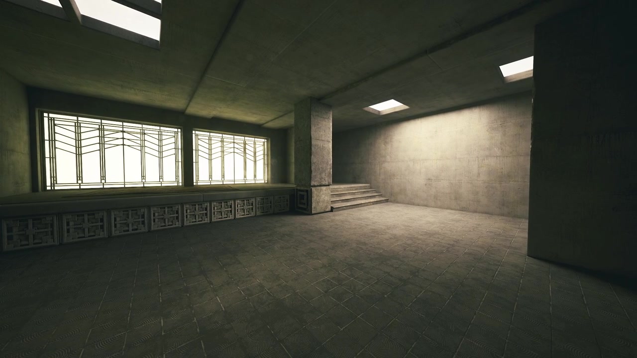 Serene industrial atmosphere featuring shadows and pale natural light