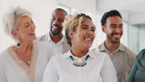 happy employees, staff and a funny team together