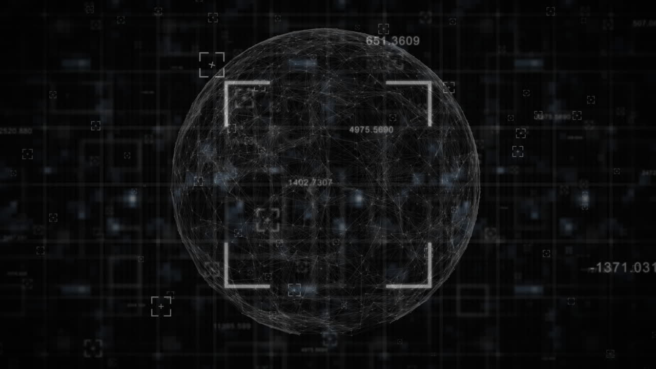 Square scanner scanning globe against black background
