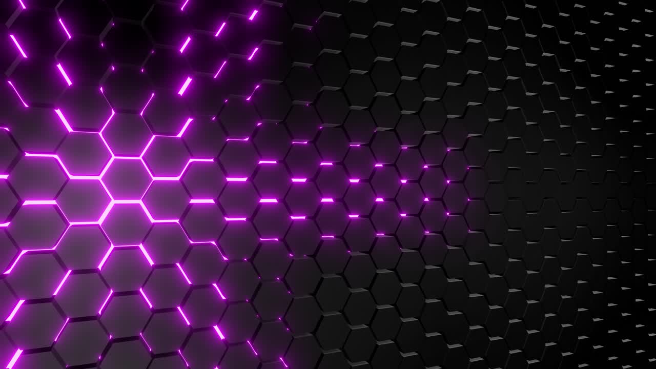 Abstract Futuristic Hexagon Pattern with Pink Glowing Lights