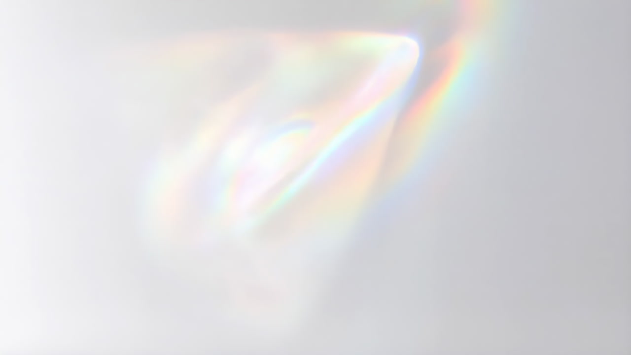 Abstract Light Reflection with Rainbow Prism Effect on White Background