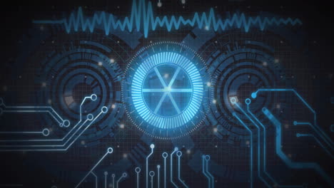 animation of scope and data processing over computer circuit board